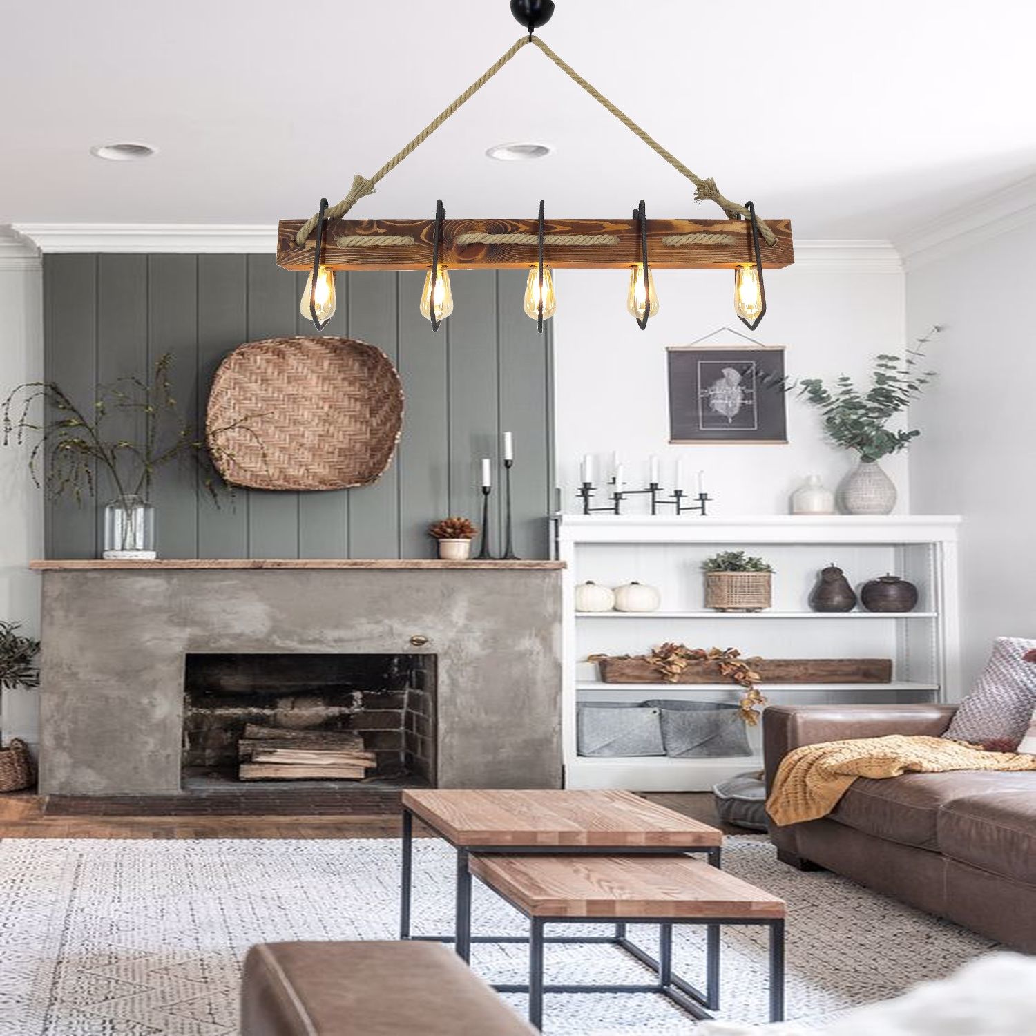 Lustre Lustro | Fait main, en bois de pin | Dimensions : 100 x 16 x 72 cm | Noyer