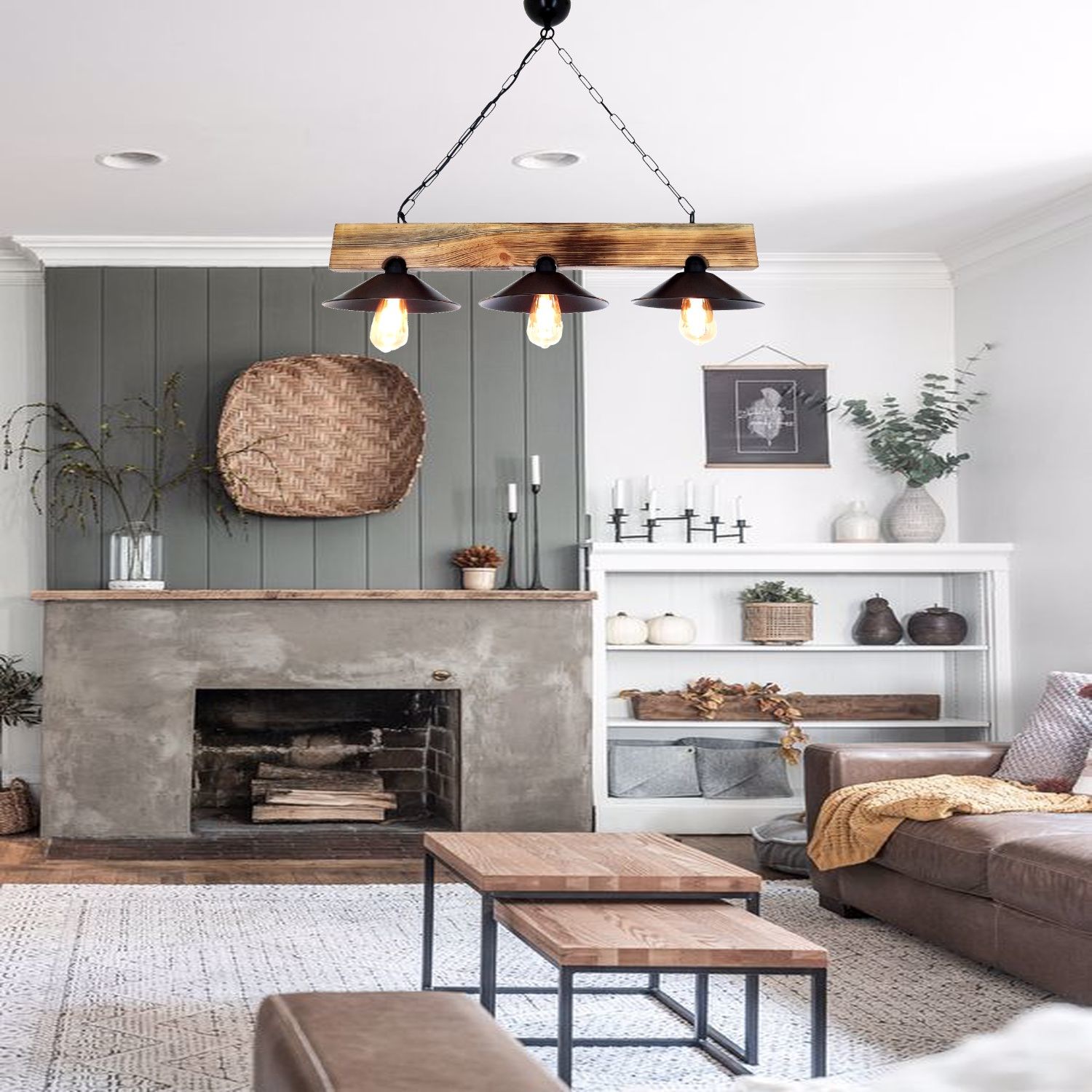 Lustre Lustro | Fait main 100% épicéa | 80x22x65cm | Noyer Noir