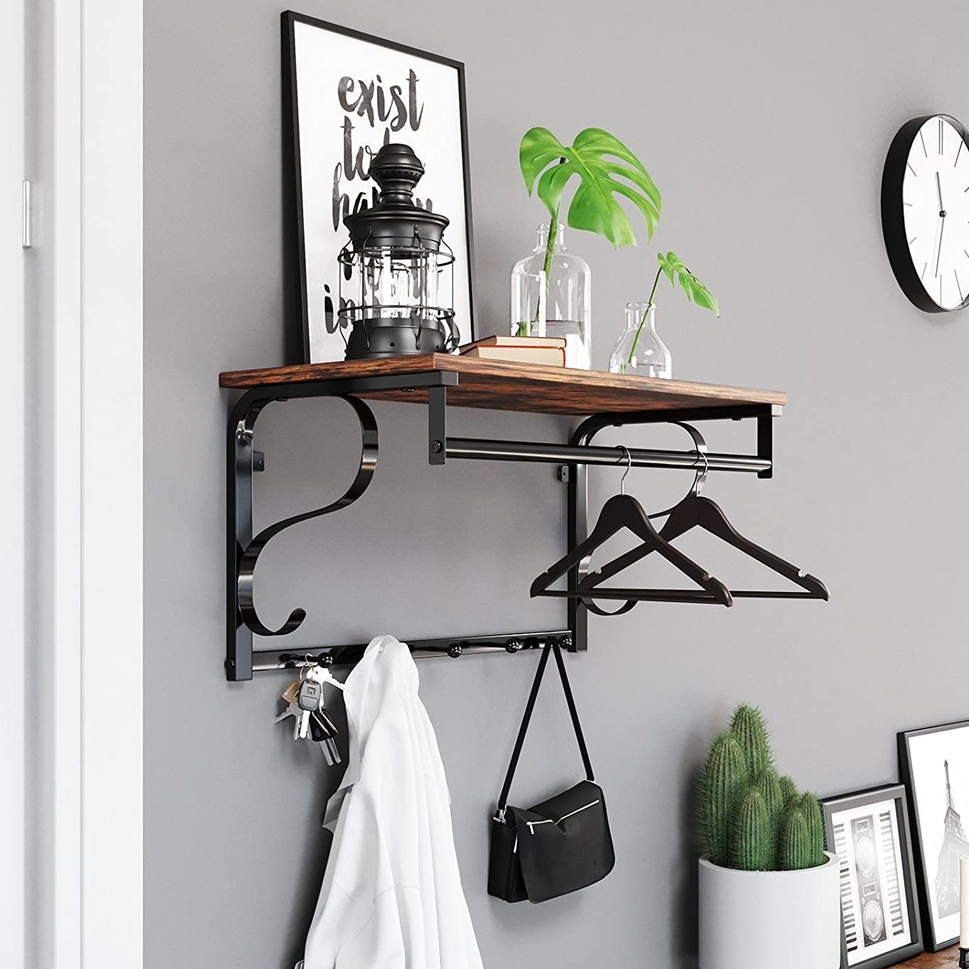 Portemanteau mural Aline - brun/noir