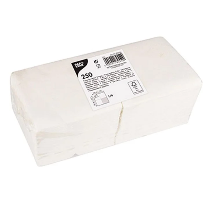 Serviettes de table Cocktail - 24 x 24 cm - Blanc 2 couches PAP STAR Lot de 250