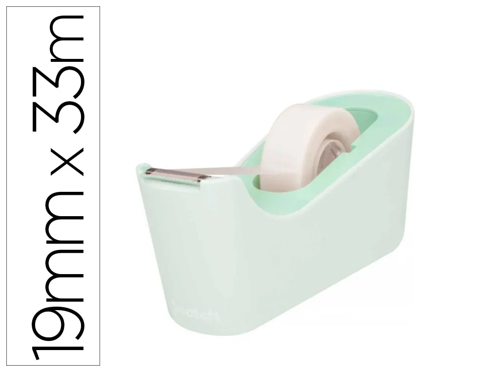 Dévidoir ruban adhésif scotch c18 coloris menthe rouleau magic invisible 19mmx33m