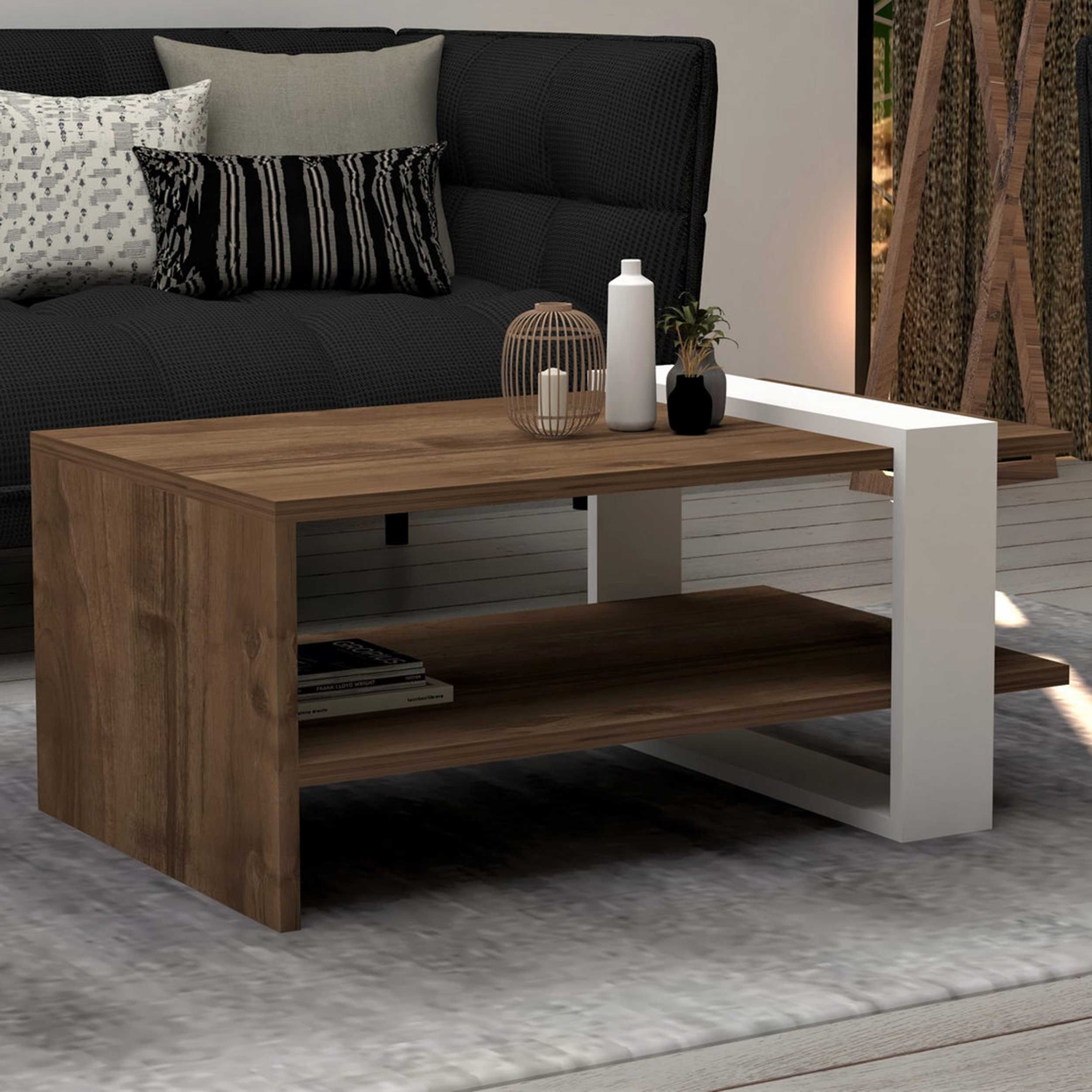 Gaye Table basse | 100 % MÉLAMINÉ | Noyer, Blanc