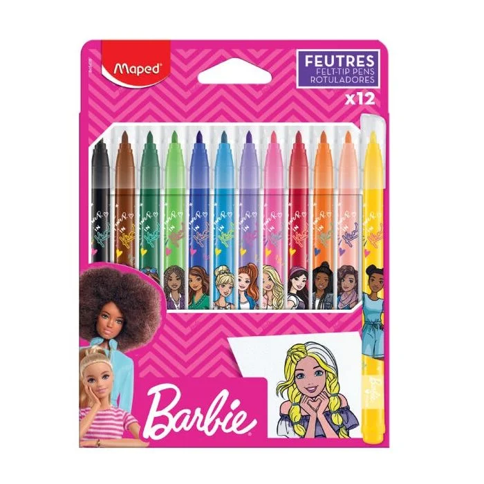 Étui de 12 feutres - Barbie - Assortiment MAPED
