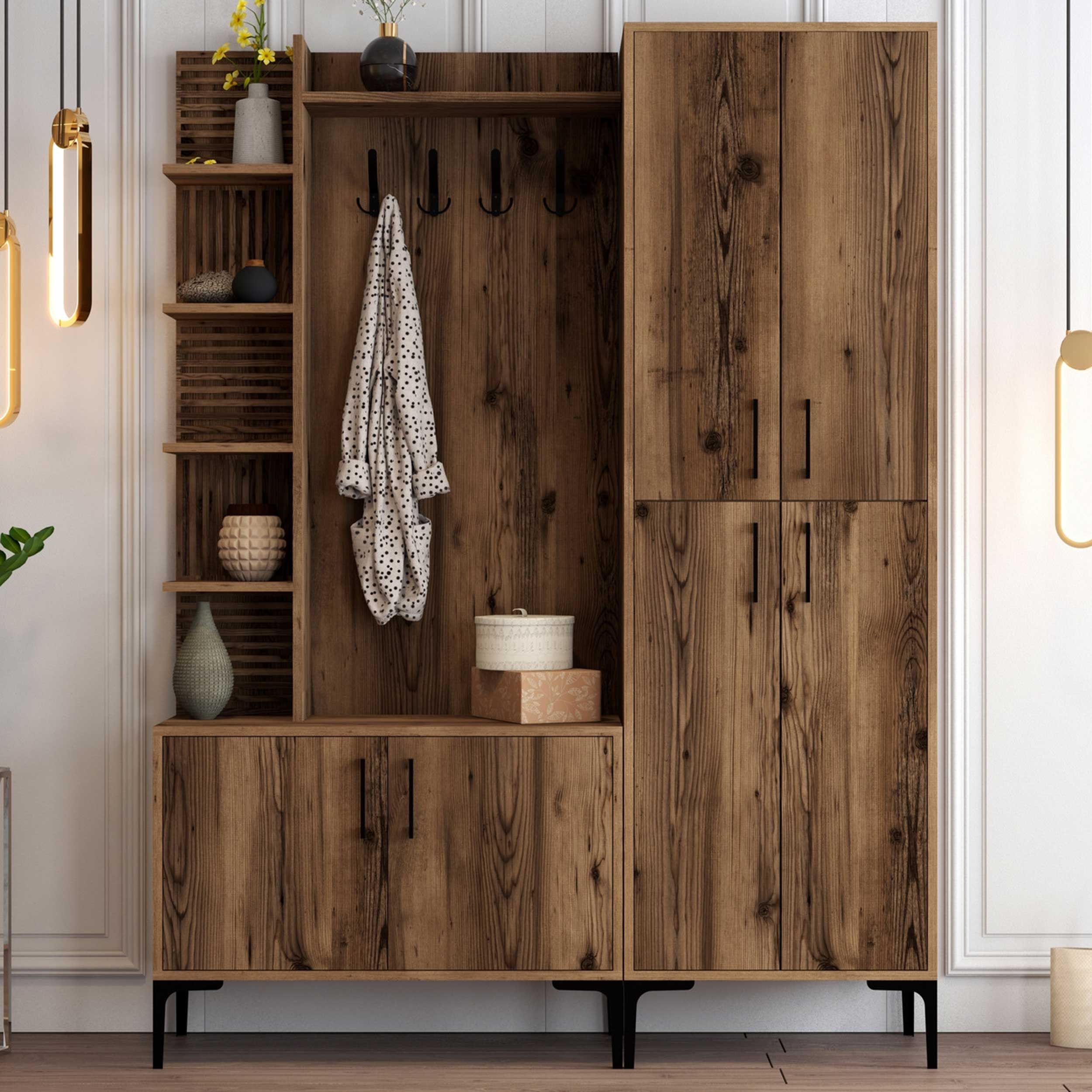 Viyana DA Meuble d'entrée | 100 % MÉLAMINE | Noyer