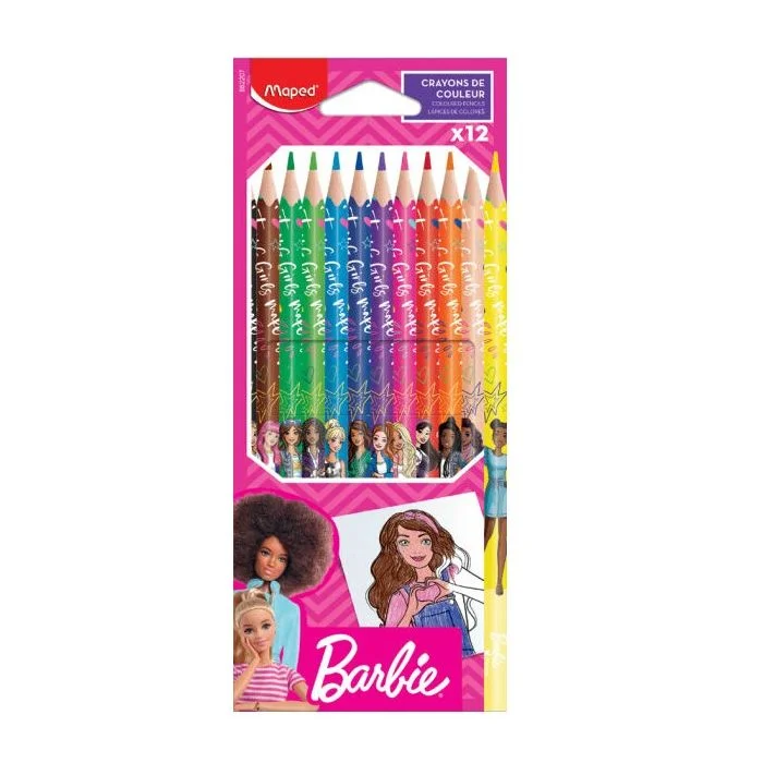 Étui de 12 crayons de couleur - Barbie assortiment MAPED