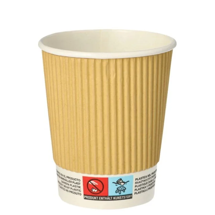 Gobelets jetables en carton - 0,20 L - Beige PAPSTAR Pure Ripple Wall Lot de 25