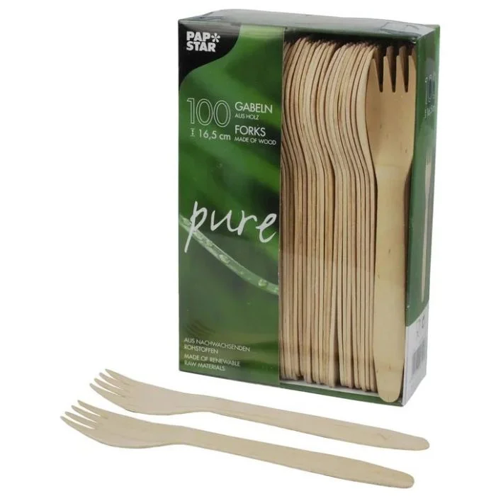 Fourchettes jetables en bois PAP STAR Pure Lot de 500