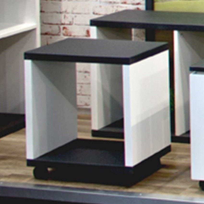 Table d'appoint sur roulettes Zolan 43x30cm - blanc/noir