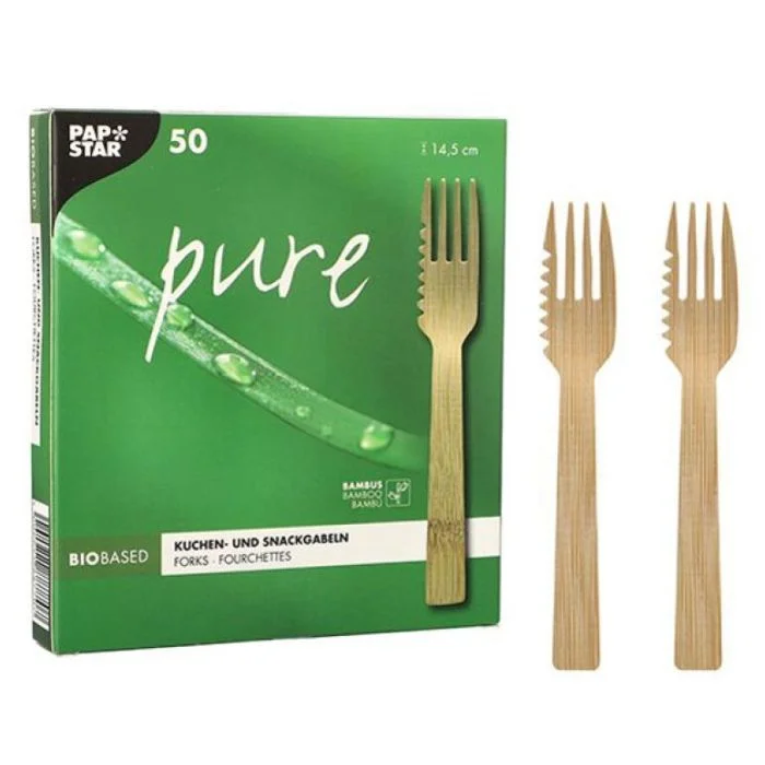 Fourchettes à gâteau jetables en bois PAP STAR Pure Lot de 50