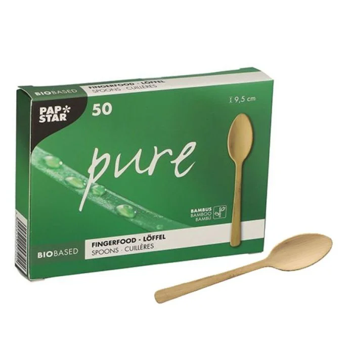 Cuillère à finger food jetable en bambou PAP STAR Pure Lot de 50