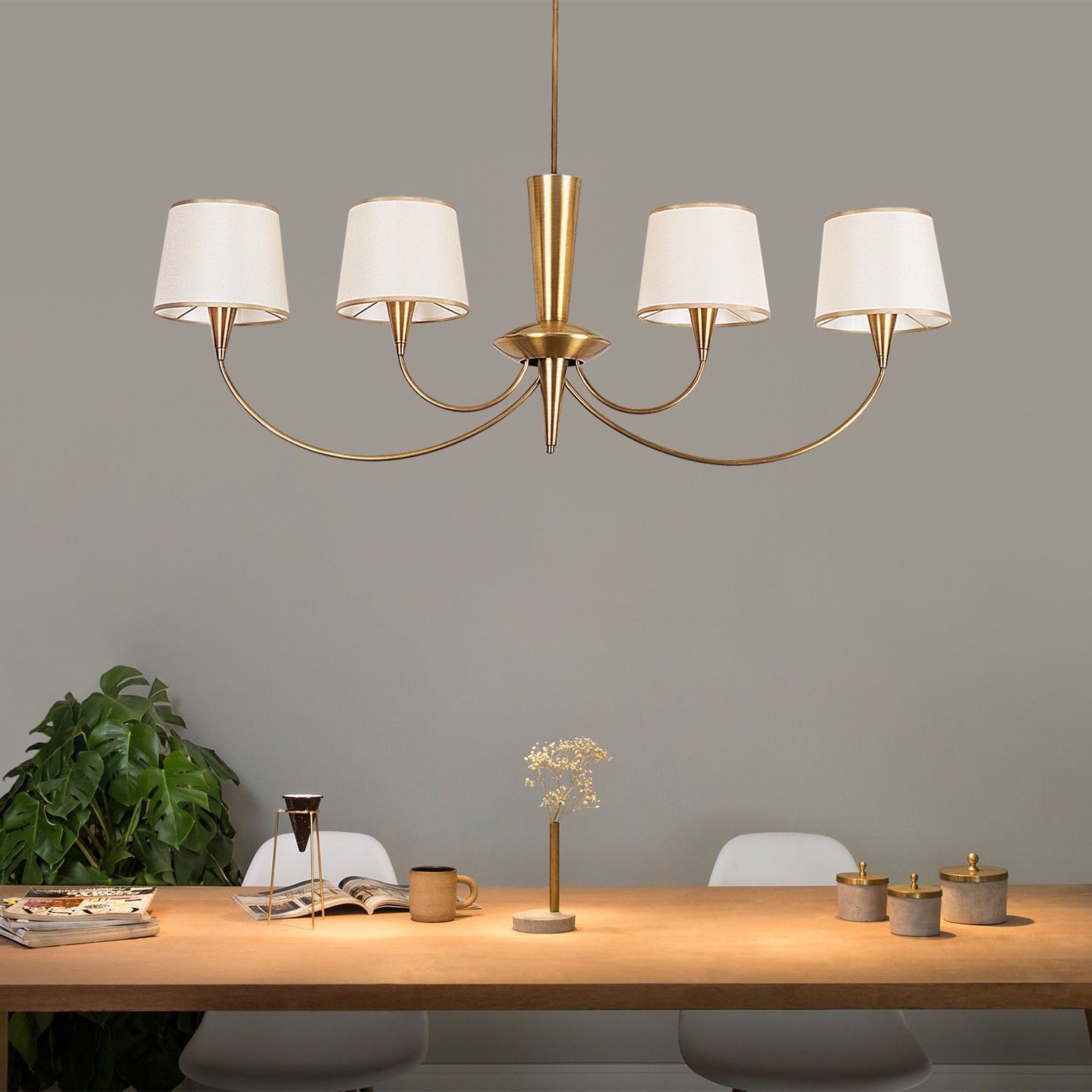 Opviq Chandelier | Corps en métal, finition antique | Taille : 118x20cm | Hauteur : 83cm