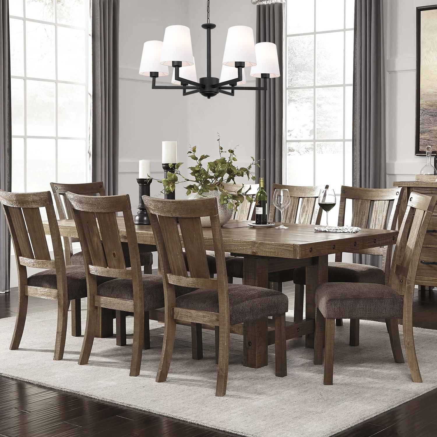 Opviq Chandelier | Corps en métal | Capuchon en tissu | Diamètre : 80 cm | Hauteur : 80 cm | Couleur : Noir Blanc