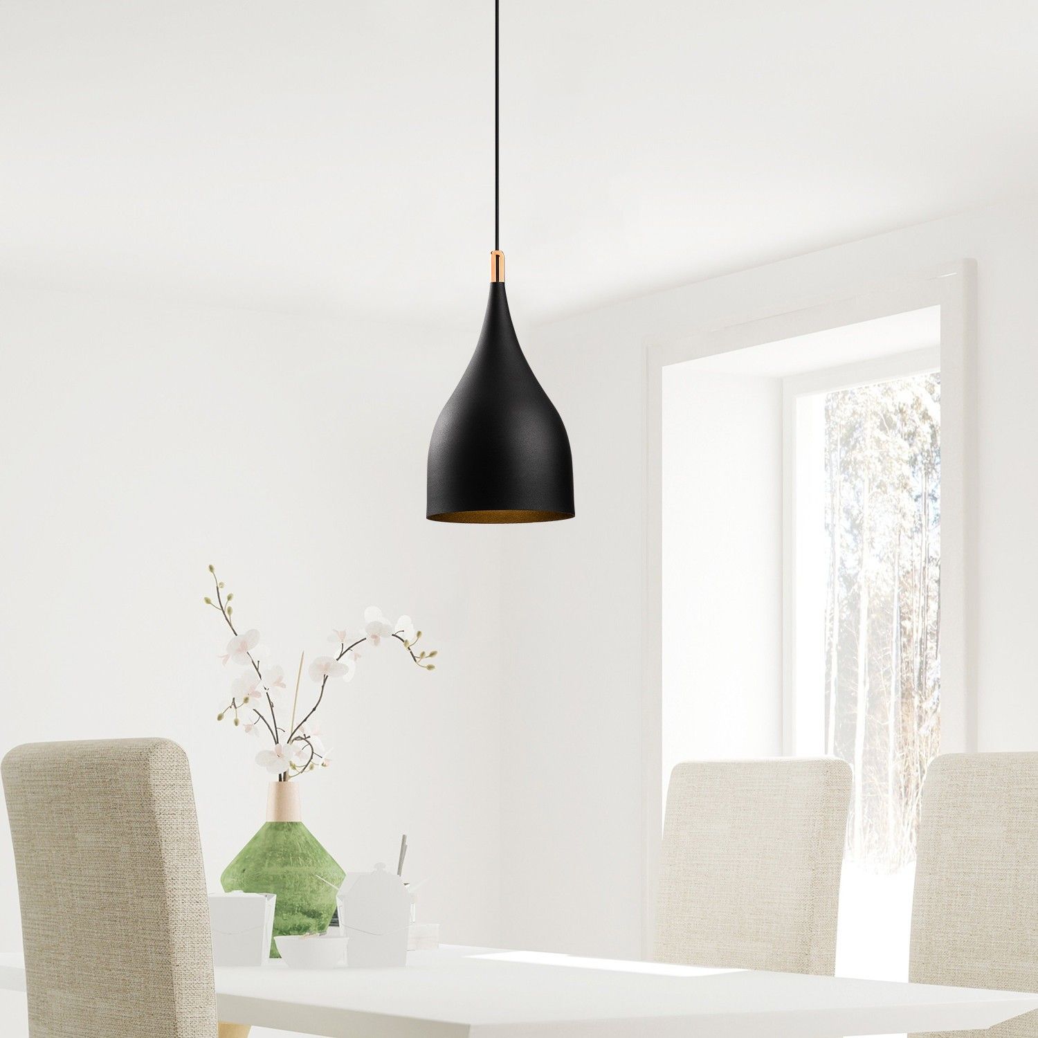 Opviq Chandelier | Corps en métal | 25cm Diametre | 137cm Hauteur | Hauteur ajustable