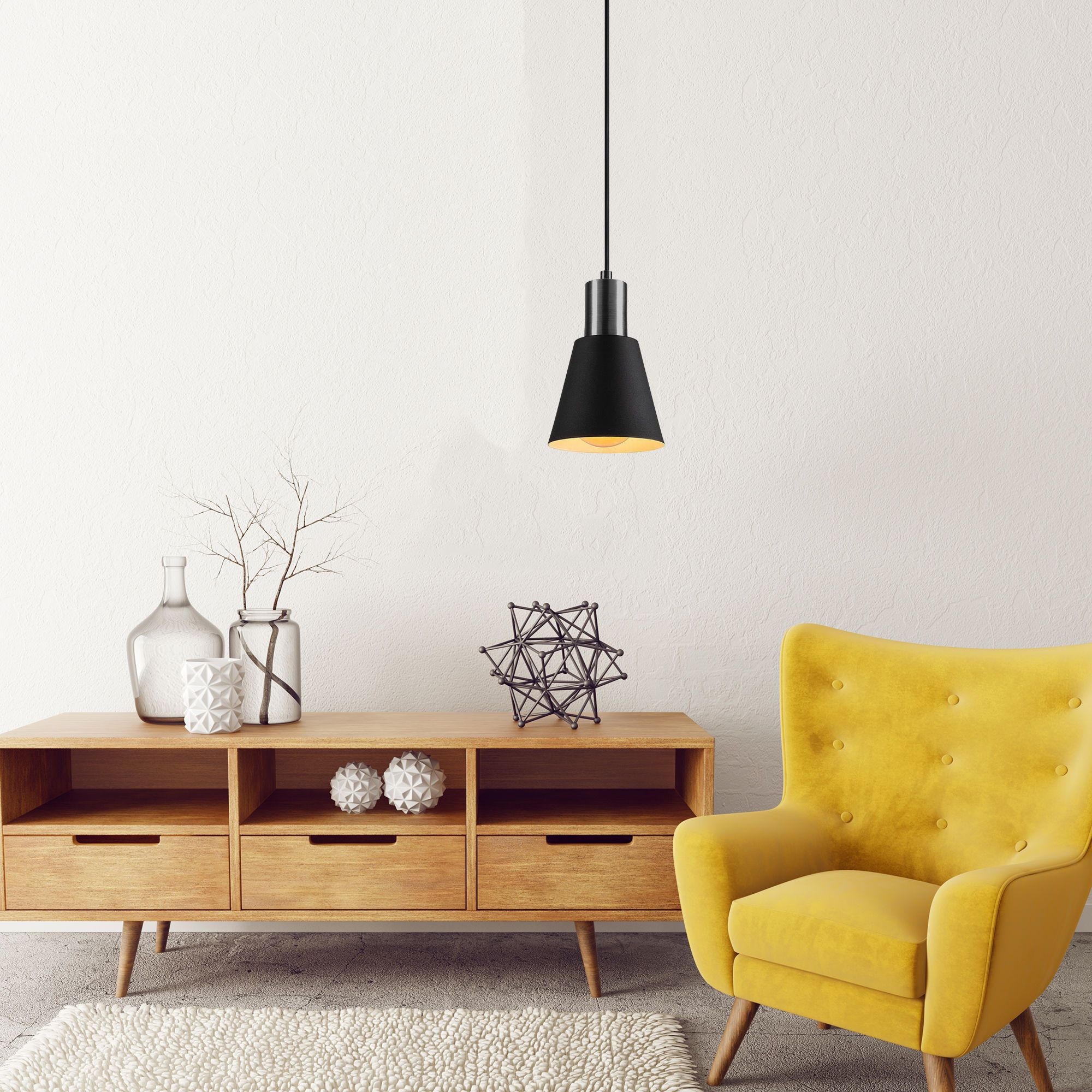 Opviq Lustre | Corps en fer | Hauteur réglable | IP20 | Nickel noir