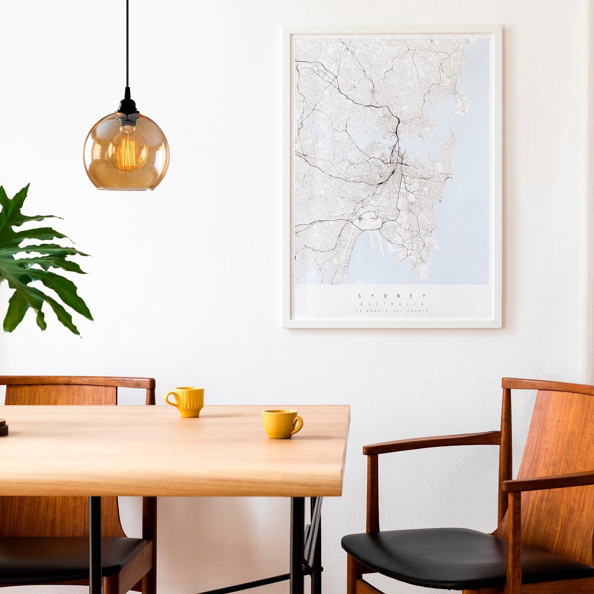 Opviq Lustre à corps métallique avec chapeau en verre - 20x20cm - 116cm de hauteur