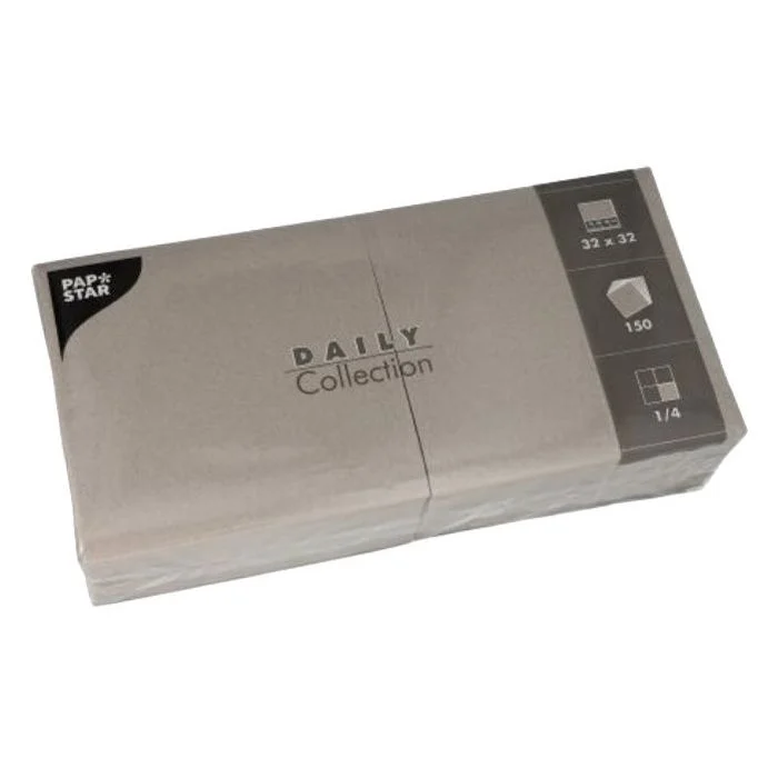 Serviettes de table en papier - 320 x 320 mm - Gris PAP STAR Lot de 150