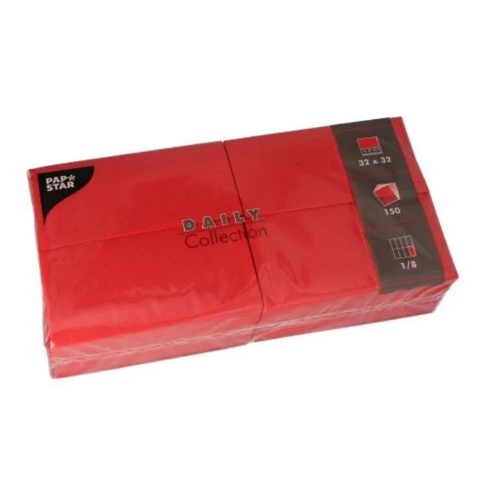 Serviettes de Table Bistro - 320 x 320 mm - Rouge PAP STAR Lot de 150