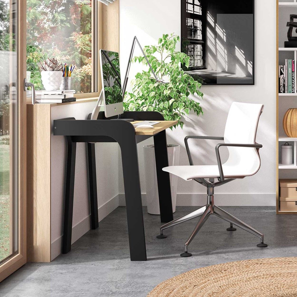 Bureau Maja 105cm - noir/chêne