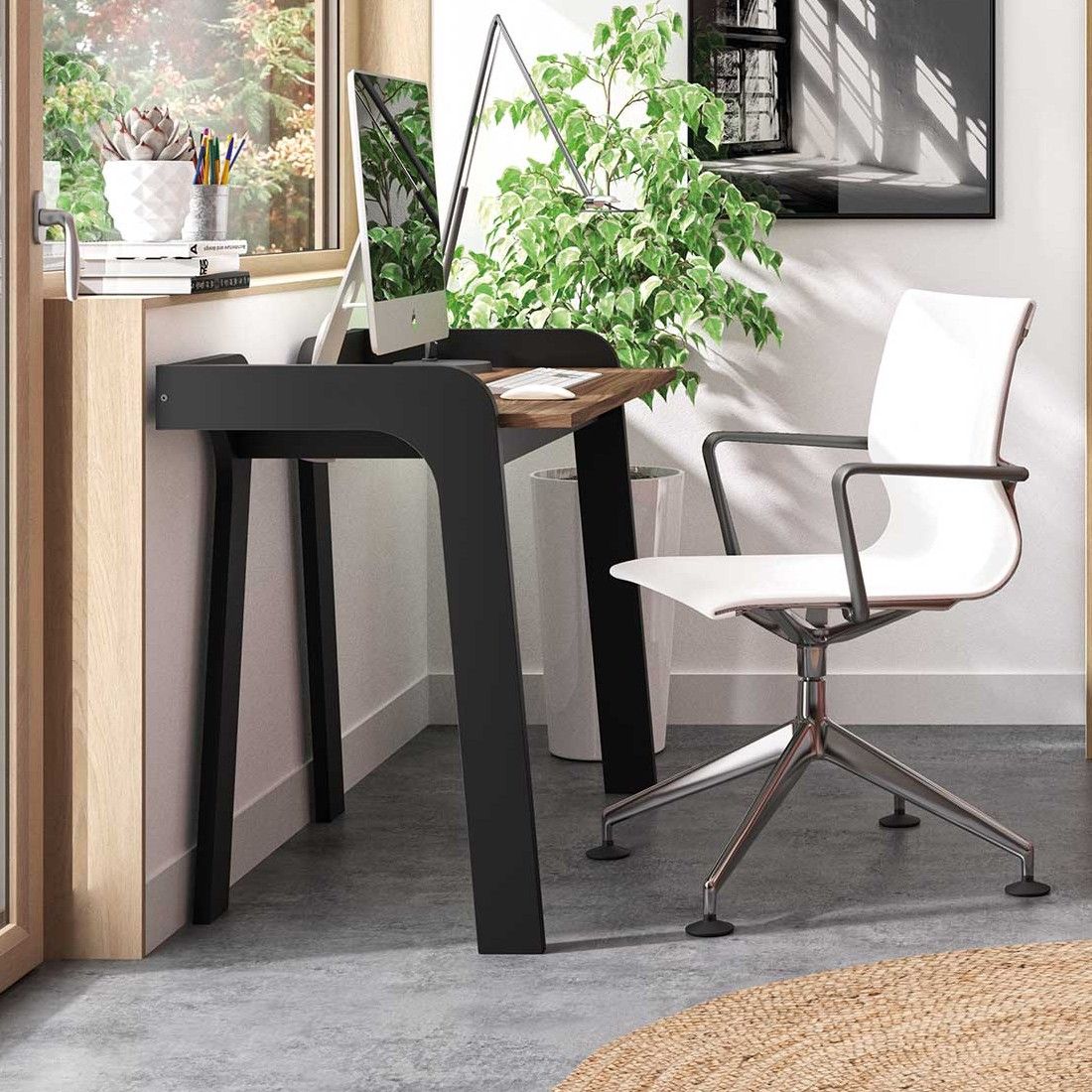 Bureau Maja 105cm - noir/noyer