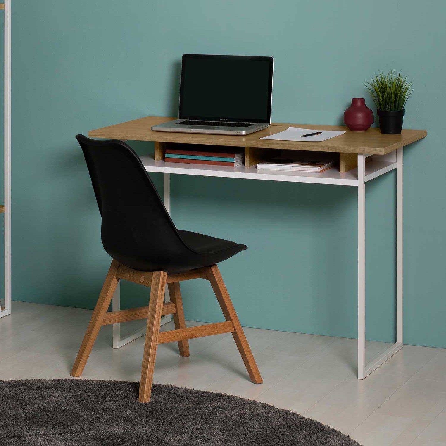 Bureau Brym 110cm - chêne/blanc