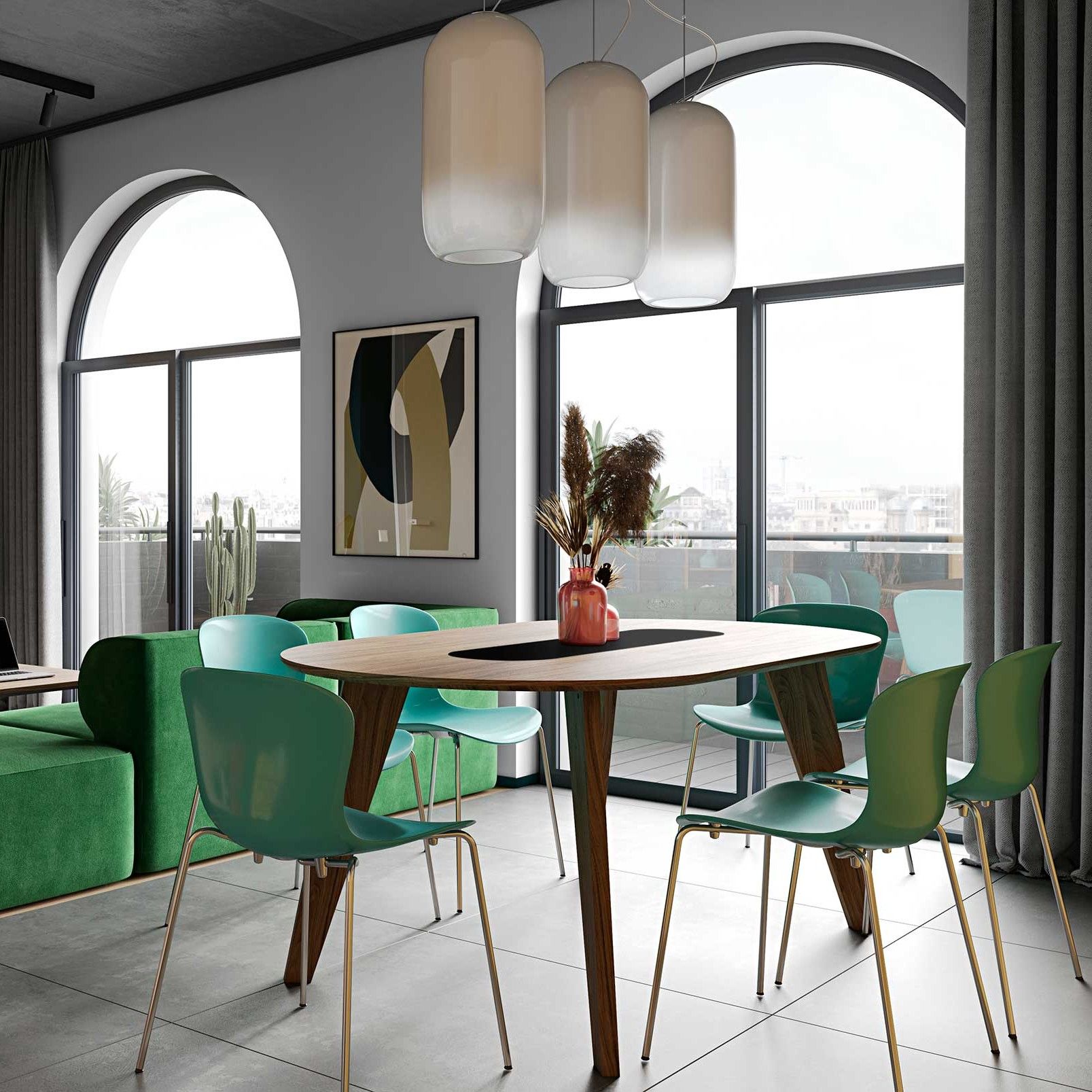 Table à manger Lago 180x100 - noyer/noir