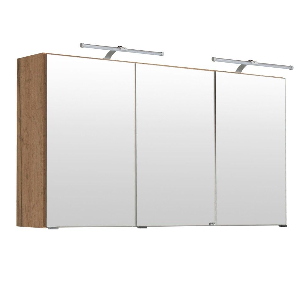 Armoire de toilette Bobbi 120cm modèle 2 3 portes & eclairage LED - chêne