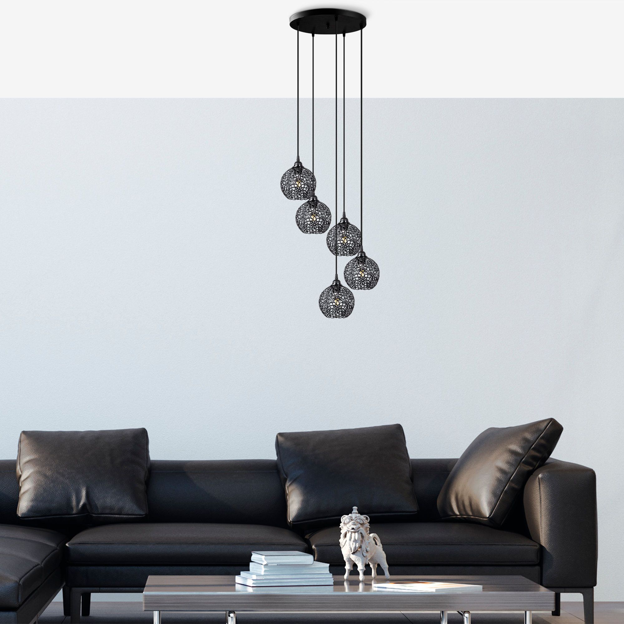 Fulgor Chandelier | Hauteur réglable | Noir