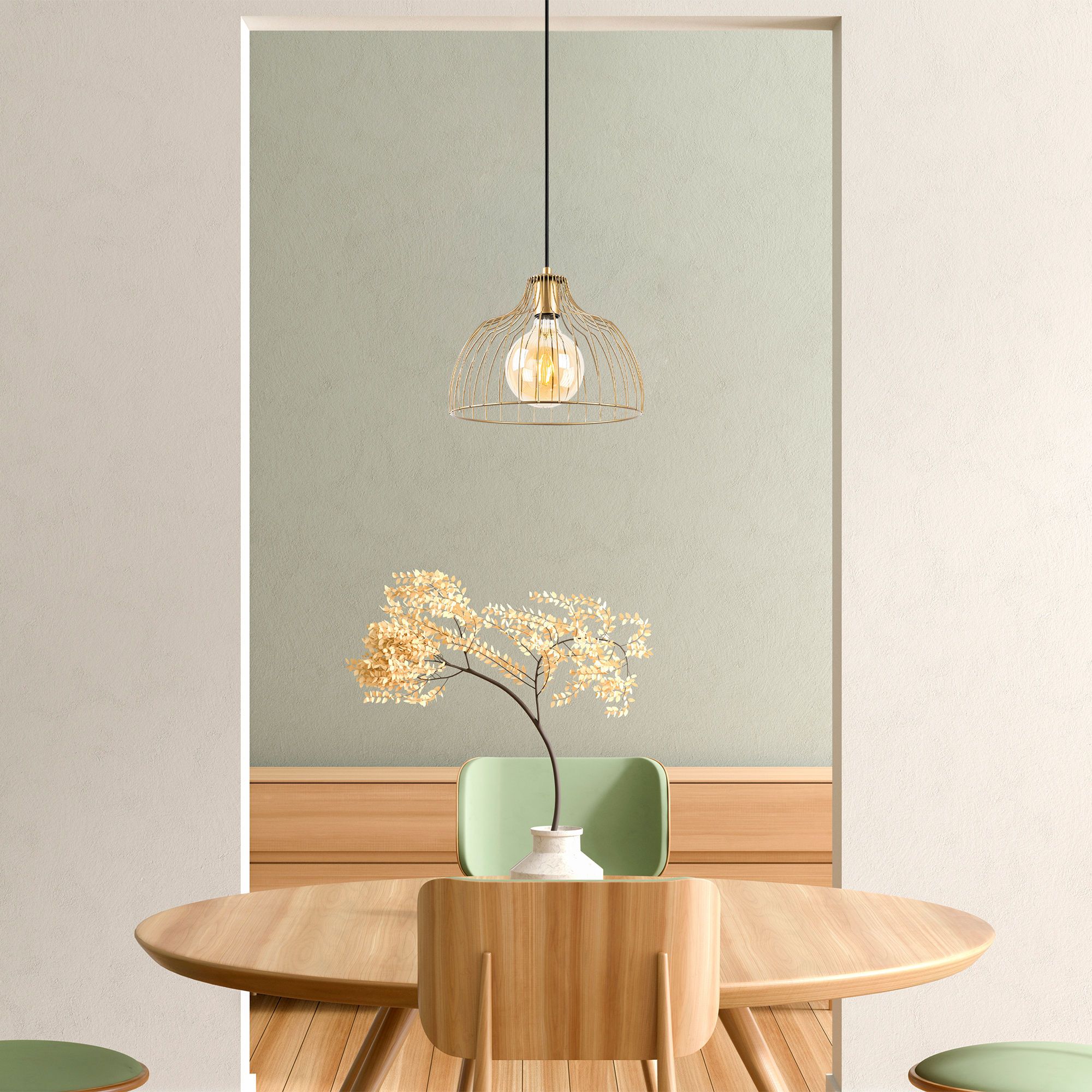 Lustre Fulgor - Corps en métal - Or brillant - Hauteur réglable