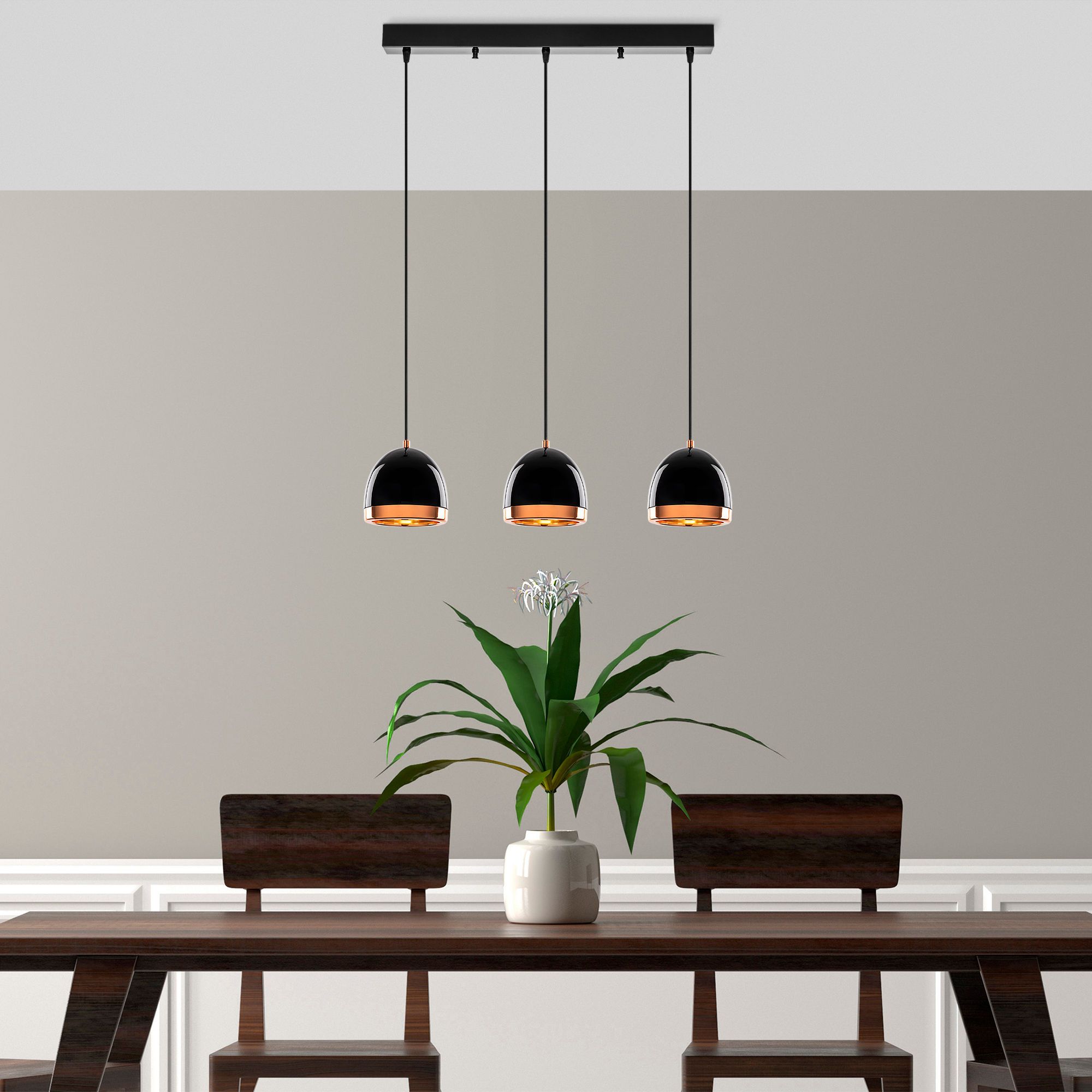 Fulgor Chandelier | Corps en métal | Hauteur réglable | Couleur : Noir Or