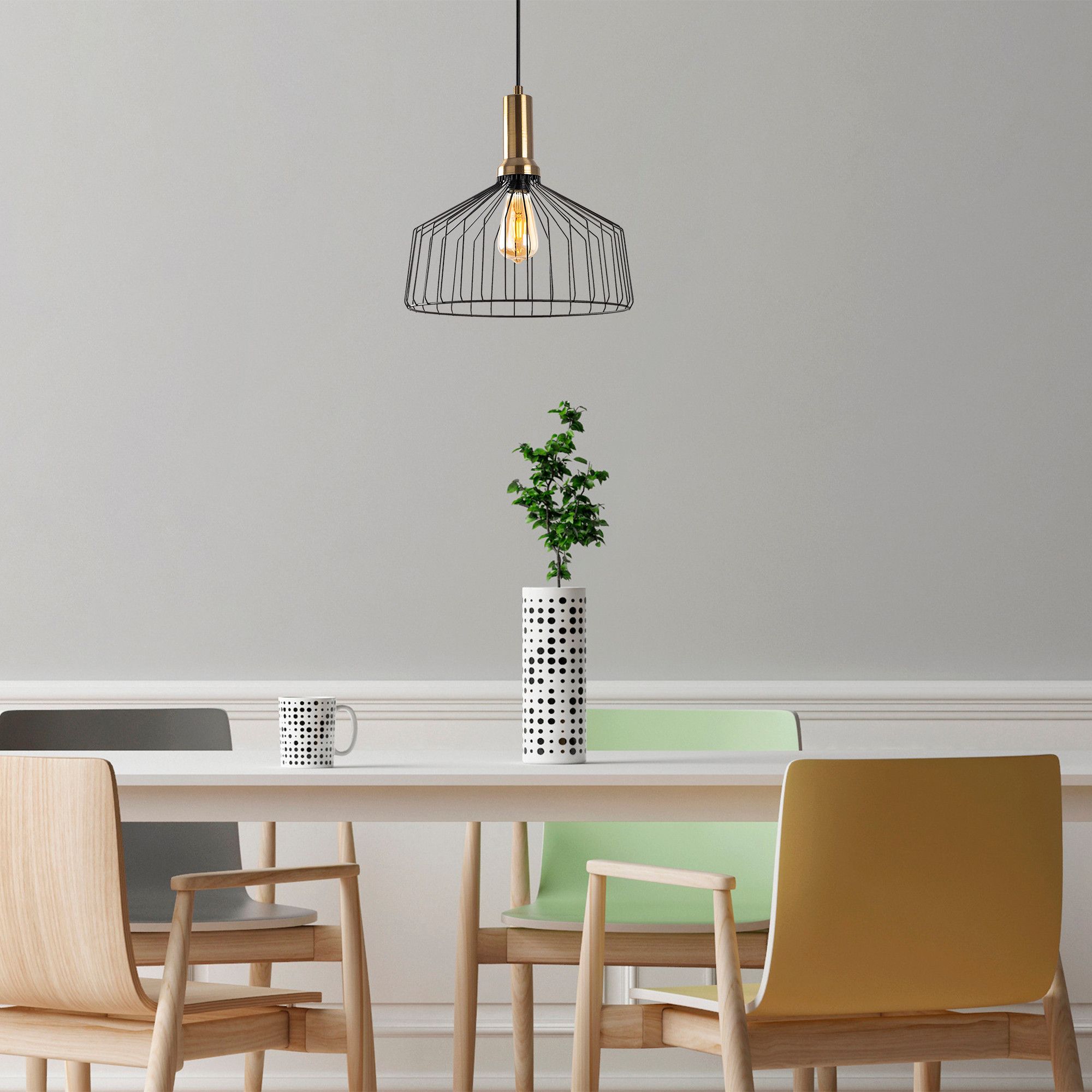 Lustre Fulgor | Corps en métal | 34x34cm | Noir Antique