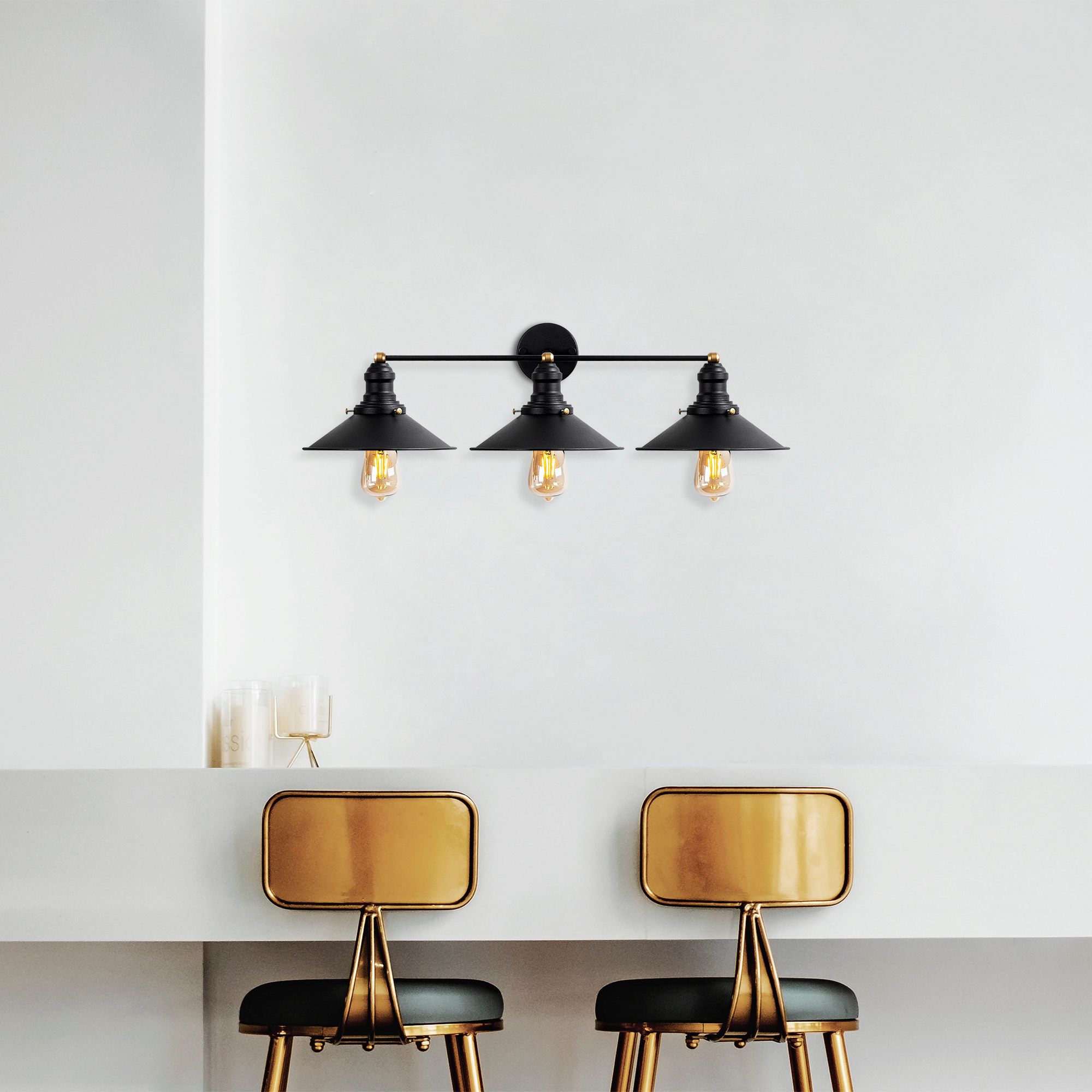 Fulgor Lampe murale 75x27x20cm | Corps en métal | Noir antique