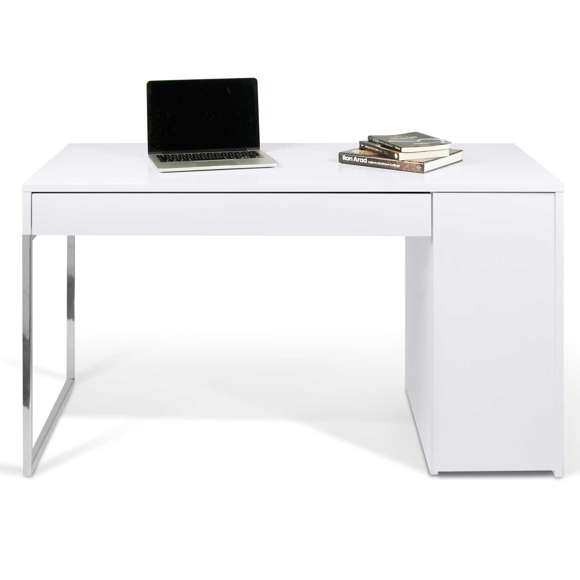 Bureau Prado 130cm - blanc/chrome