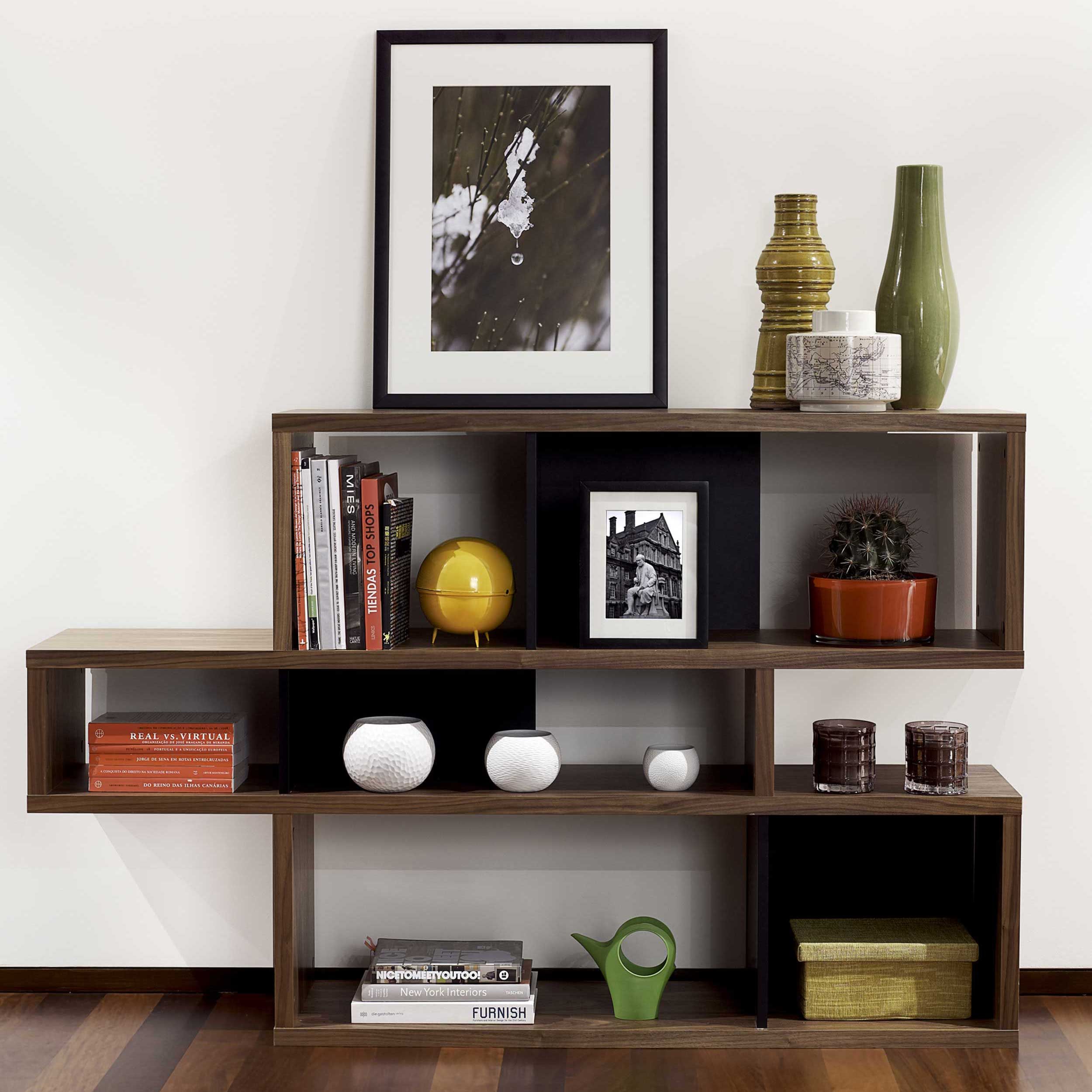 Bibliothèque Lisbon 1 - noyer/noir