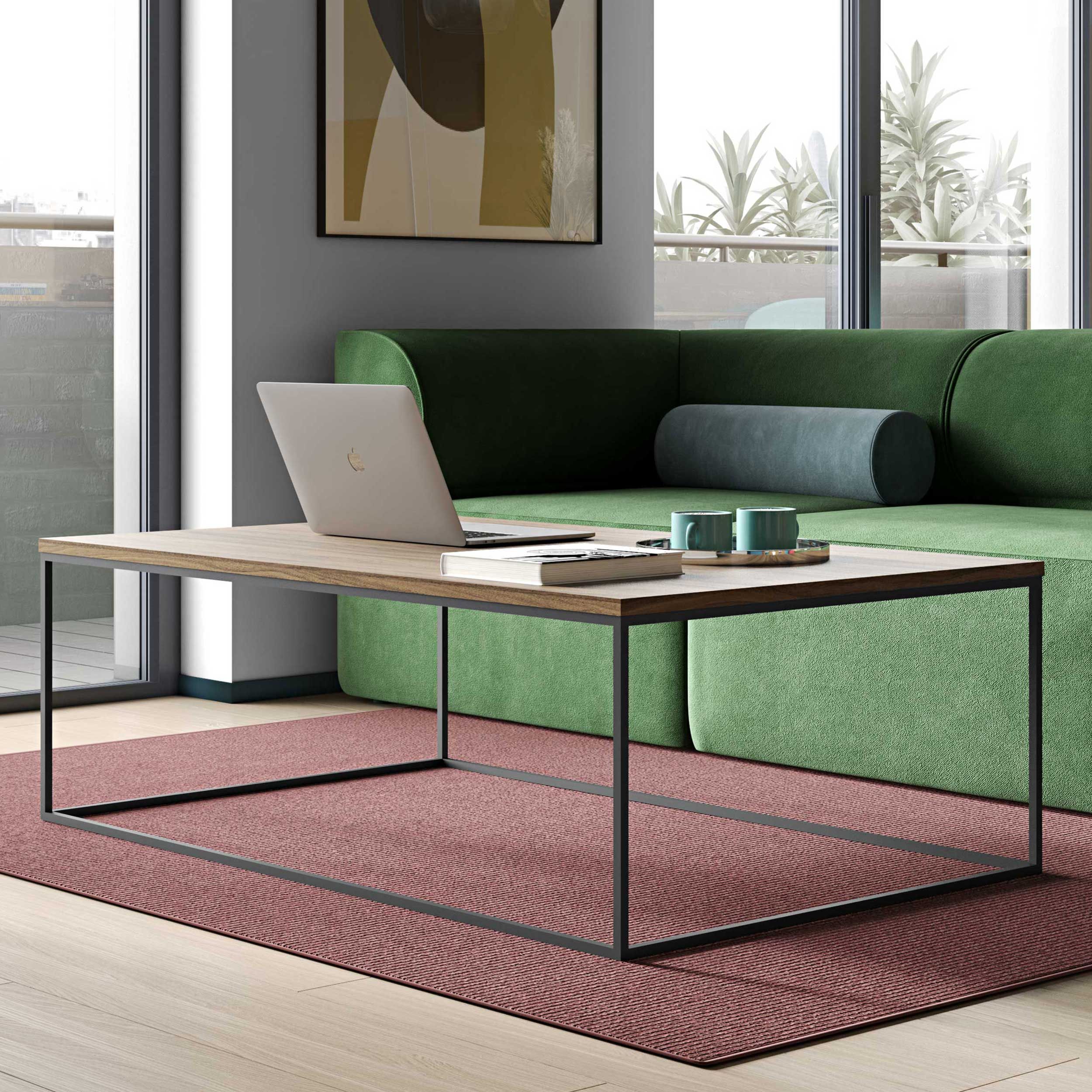 Table basse Gleam 120x75 - noyer/acier