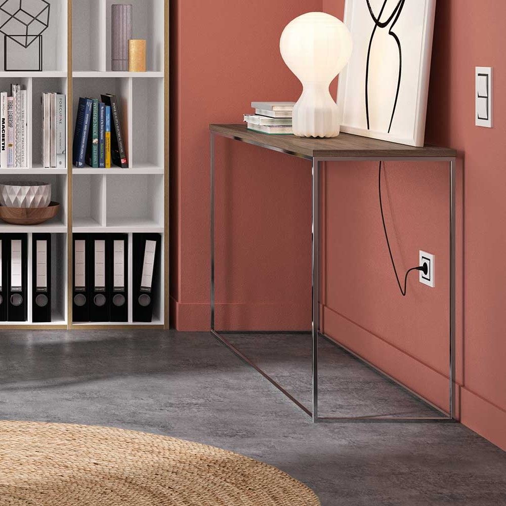 Table d'appoint Chams 120cm - noyer/chrome