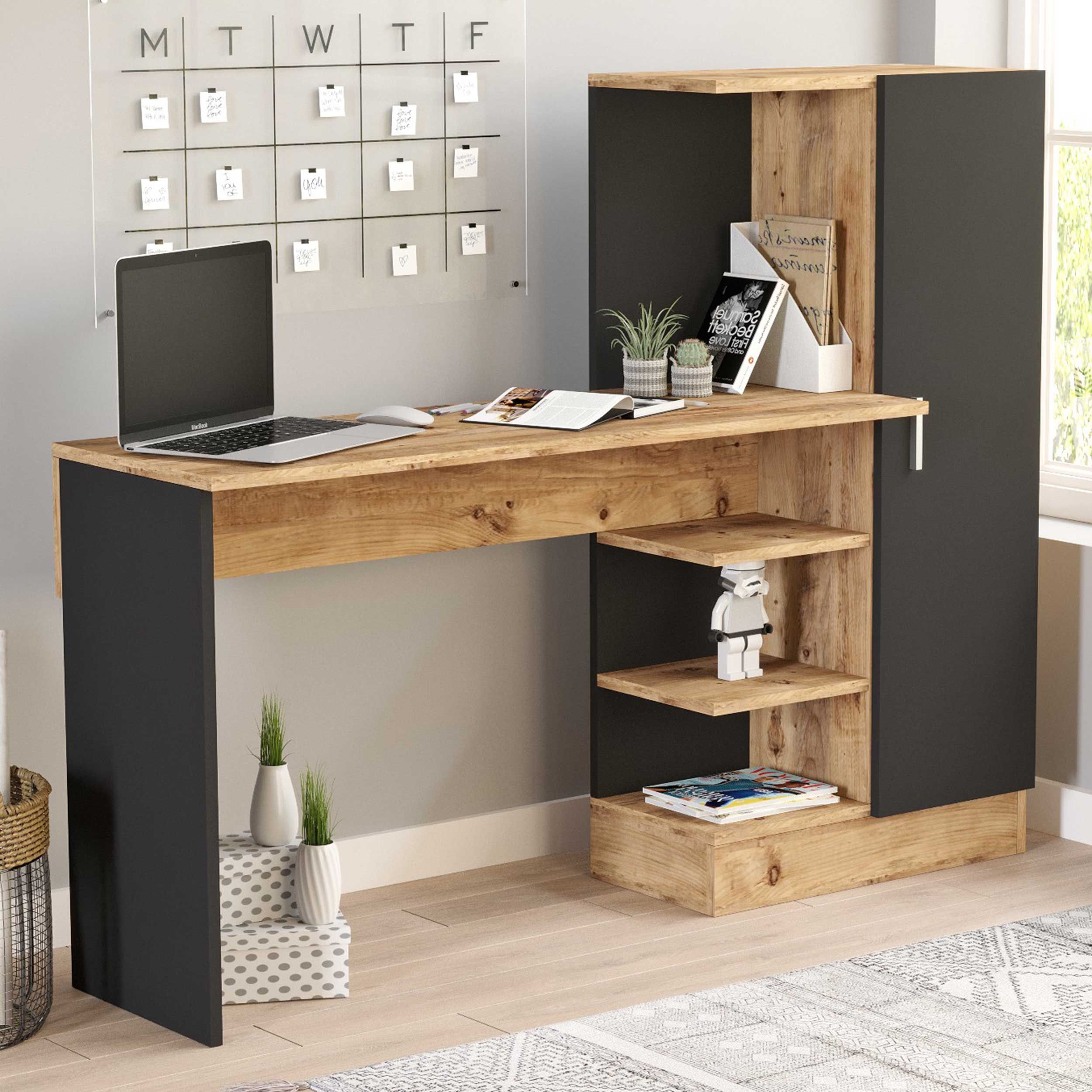 CT2 Bureau d'étude | 100 % MÉLAMINE | Pin Atlantique, noir