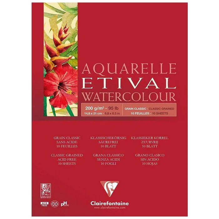 Bloc aquarelle A5 - 148 x 210 mm 200 g CLAIREFONTAINE Etival