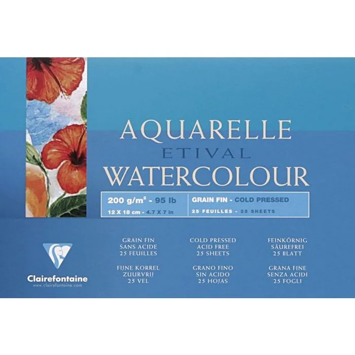 Bloc aquarelle - 120 x 180 mm - 200 g CLAIREFONTAINE Etival Watercolour