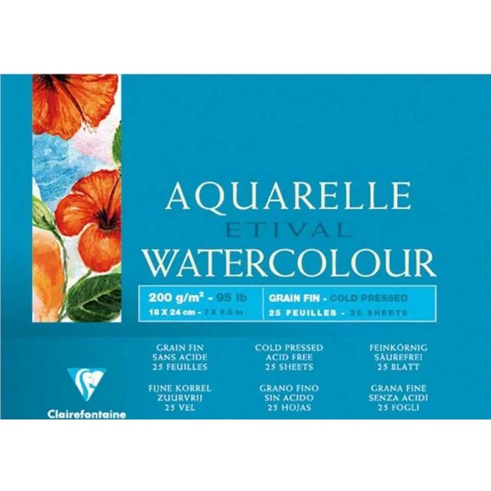 Bloc aquarelle - 180 x 240 mm - 200 g CLAIREFONTAINE Etival Watercolour
