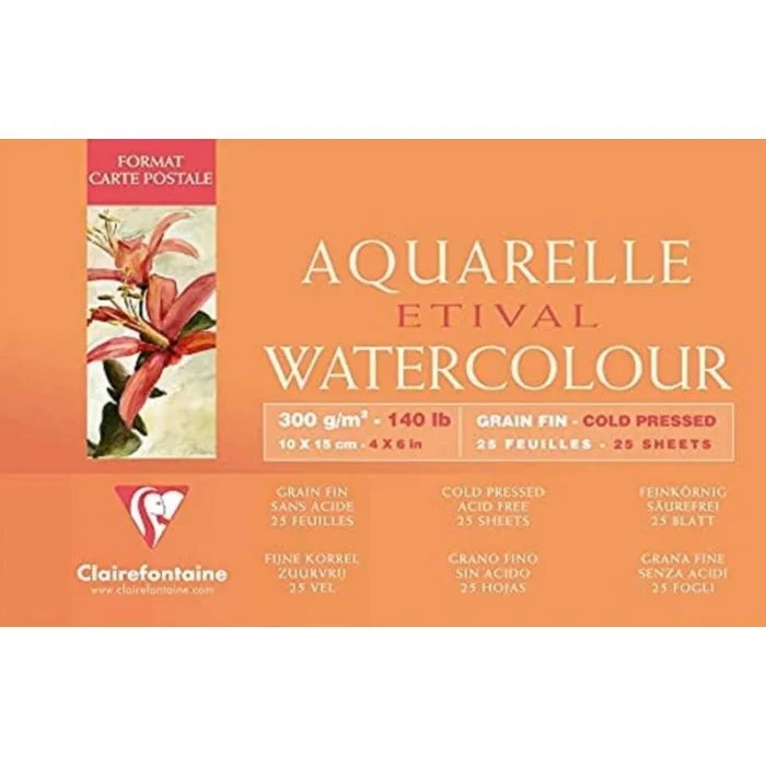 Bloc aquarelle - 100 x 250 mm - 300 g CLAIREFONTAINE Etival Watercolour