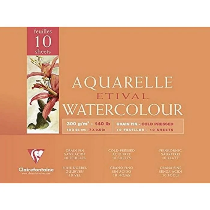 Bloc aquarelle - 180 x 240 mm - 300 g - CLAIREFONTAINE Etival Watercolour