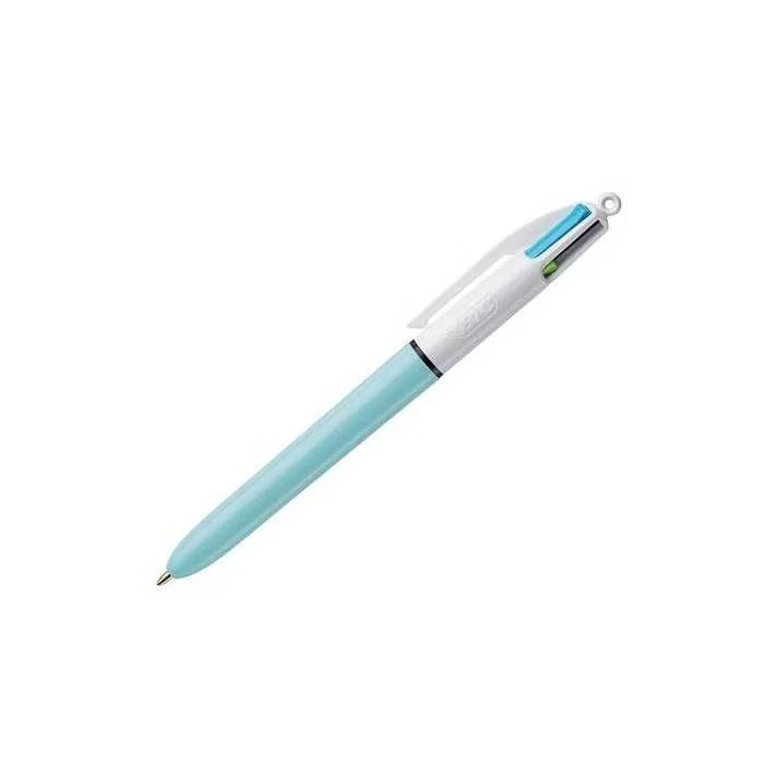 Stylo 4 couleurs à bille rétractable BIC Fun Bleu Clair/Blanc