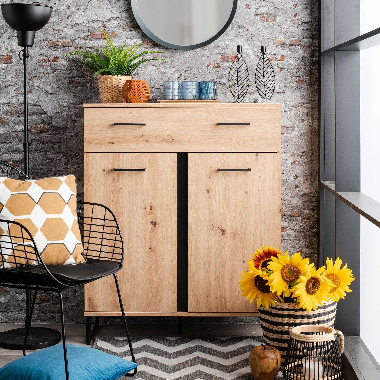 Commode Hoggas 2 portes & 1 tiroir - chêne