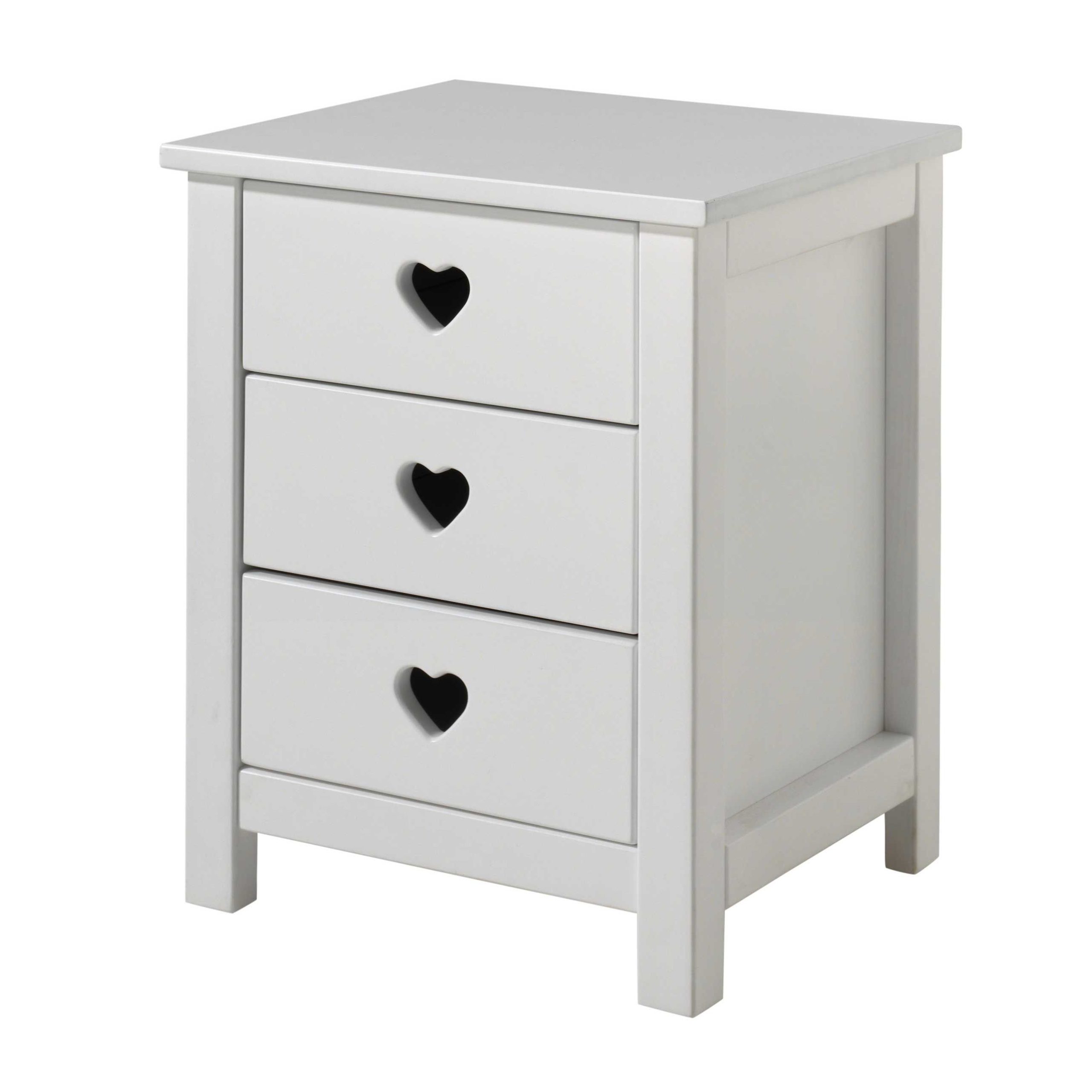Table de chevet Amori avec 3 tiroirs - blanc