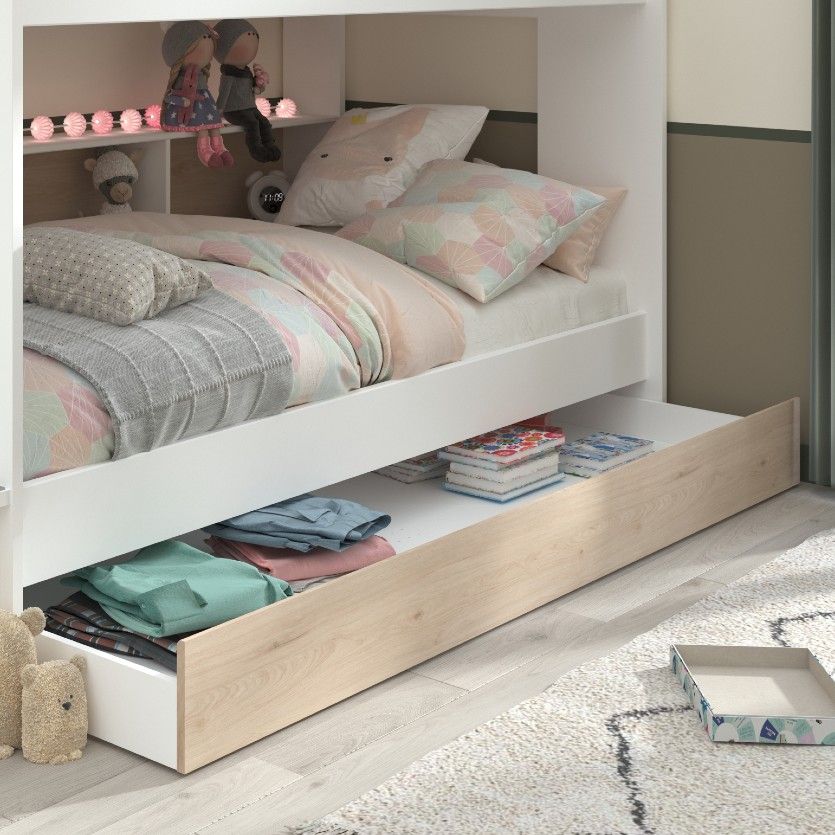 Tiroir de lit Lester - chêne/blanc