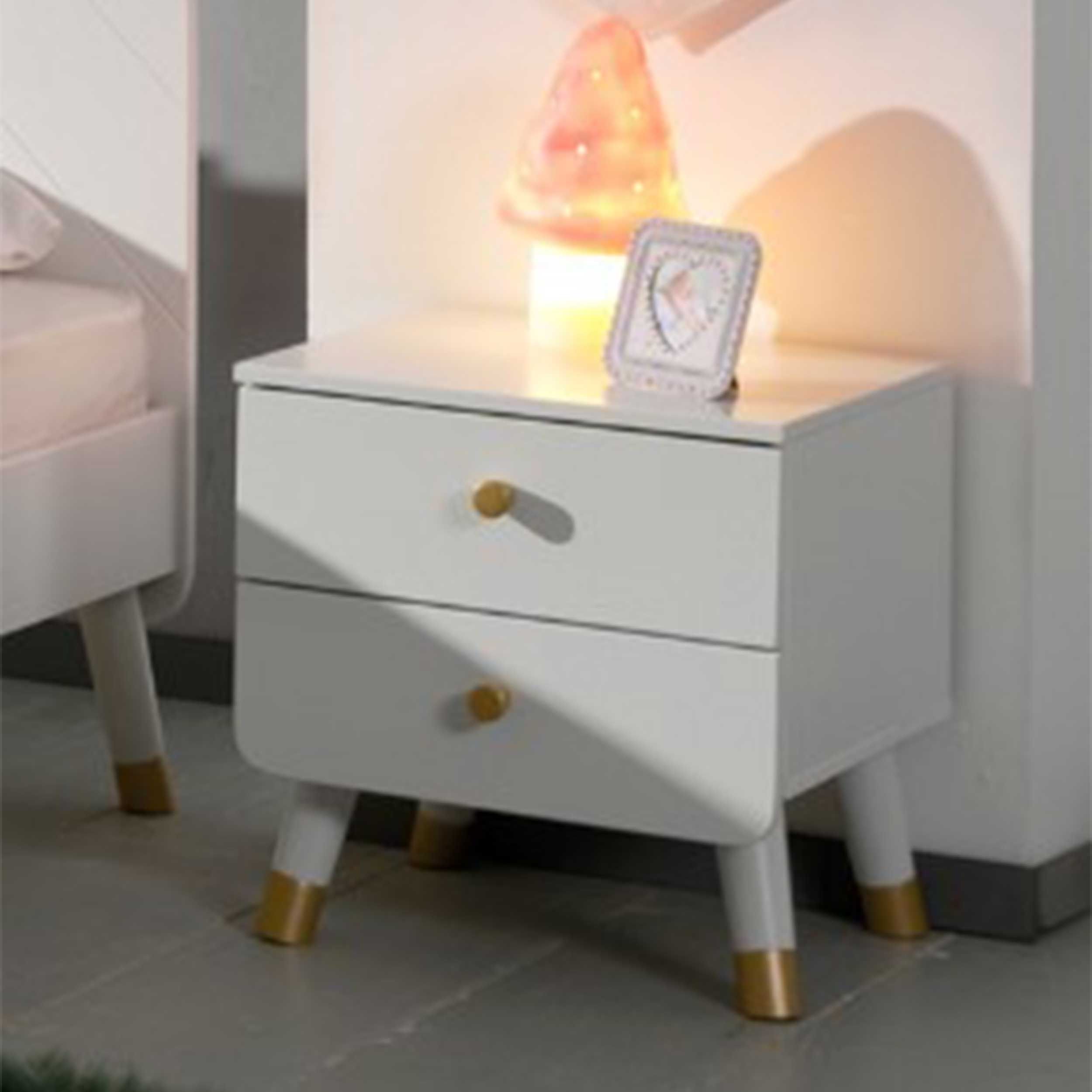 Table de chevet Billy rétro 2 tiroirs - blanc