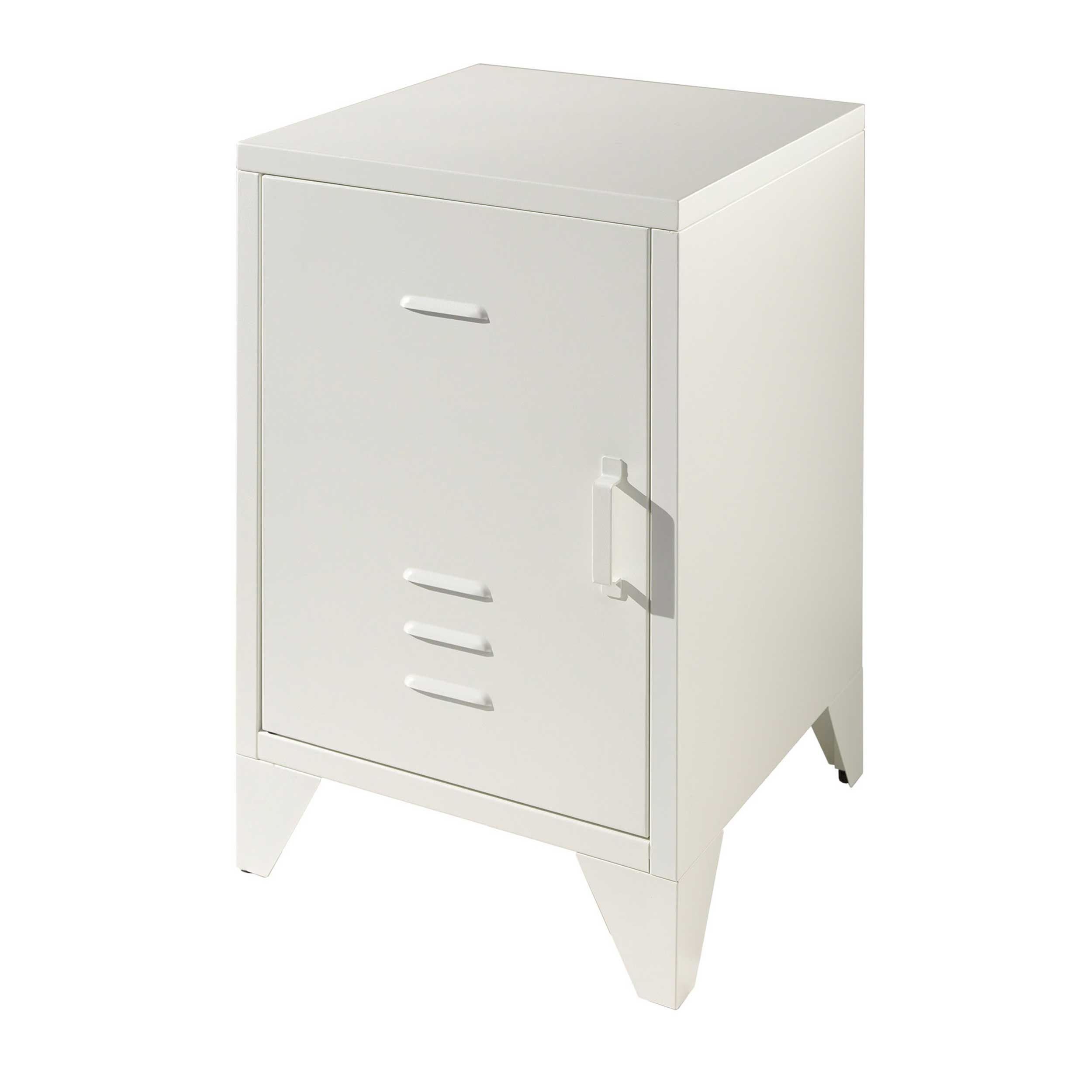Table de chevet Bronxx Locker en métal 40x60 - blanc mat