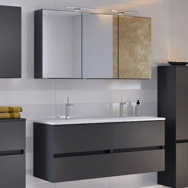 Set meuble lavabo Brama 120cm - graphite/gris mat