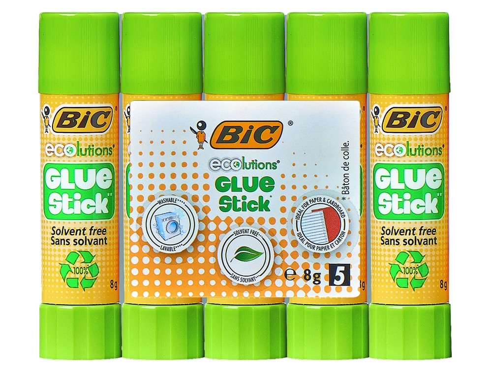 Baton de colle blanche bic ecolutions 8g pochette de 5