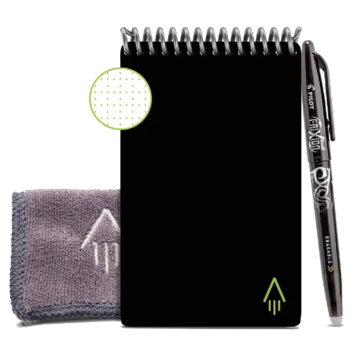Bloc-notes connecte bic mini rocketbook core reutilisable a6 48p avec stylo et serviette microfibre coloris